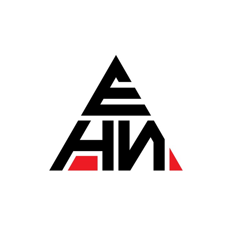 Vector diseño de logotipo de letra triangular ehn con forma de triángulo diseño de logotipo triangular monograma plantilla de logotipo vectorial triángulo ehn con color rojo logotipo triangle ehn sencillo elegante y lujoso