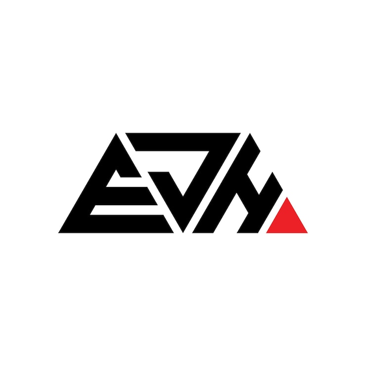 Vector diseño de logotipo de letra triangular ejh con forma de triángulo ejh diseño de logotipo triangular monograma ejh triángulo vectorial plantilla de logotipo con color rojo ejh logotipo triangular simple elegante y lujoso logotipo ejh
