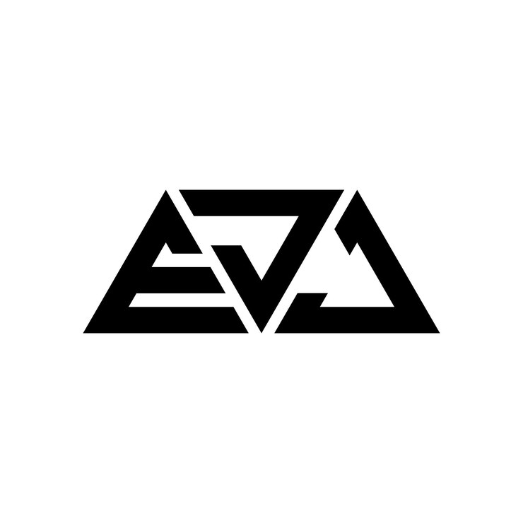Vector diseño de logotipo de letra triangular ejj con forma de triángulo ejj diseño de logotipo triangular monograma ejj triángulo vectorial plantilla de logotipo con color rojo ejj logo triangular sencillo elegante y lujoso logotipo ejj