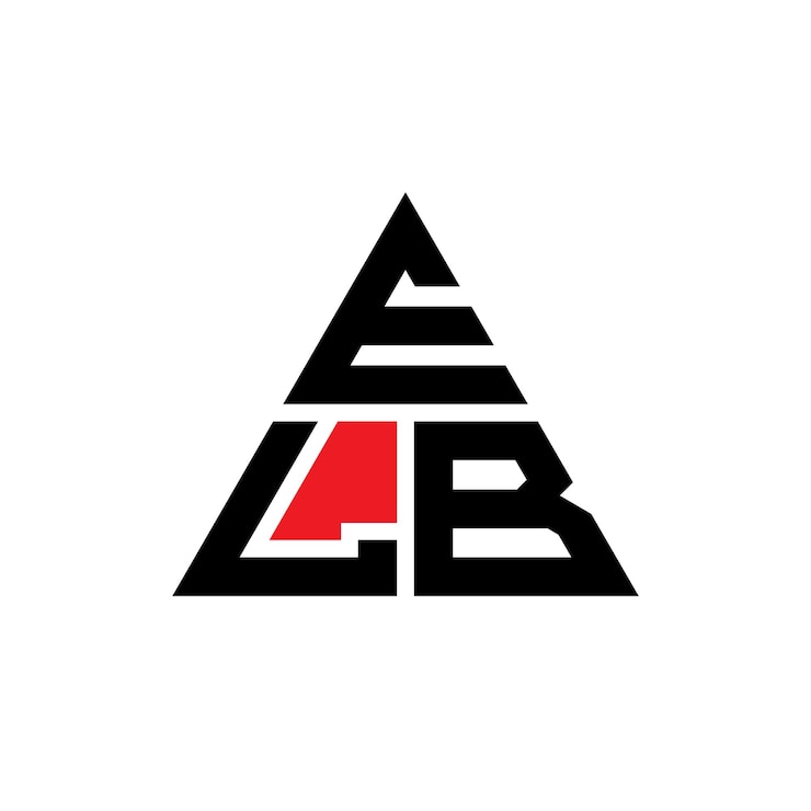 Vector diseño de logotipo de letra triangular elb con forma de triángulo elb diseño de logotipo triangular monograma elb triángulo vectorial plantilla de logotipo con color rojo elb logo triangular sencillo elegante y lujoso