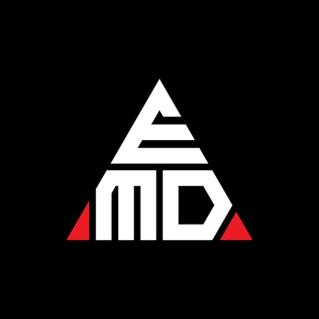 Vector diseño de logotipo de letra triangular emd con forma de triángulo diseño de logotipo triángulo emd monograma plantilla de logotipo vectorial triángulo emd con color rojo logotipo triangular de emd sencillo elegante y lujoso