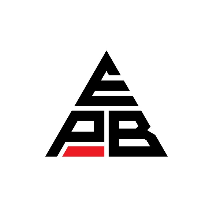 Vector diseño de logotipo de letra triangular epb con forma de triángulo diseño de logotipo triangular monograma epb triángulo vectorial plantilla de logotipo con color rojo epb logotipia triangular sencilla elegante y lujosa
