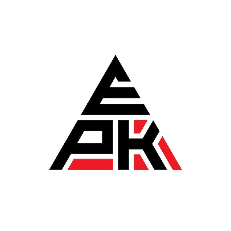 Vector diseño de logotipo de letra triangular epk con forma de triángulo diseño de logotipo triángulo epk monograma plantilla de logotipo vectorial triángulo ipk con color rojo logotipo triangular sencillo elegante y lujoso