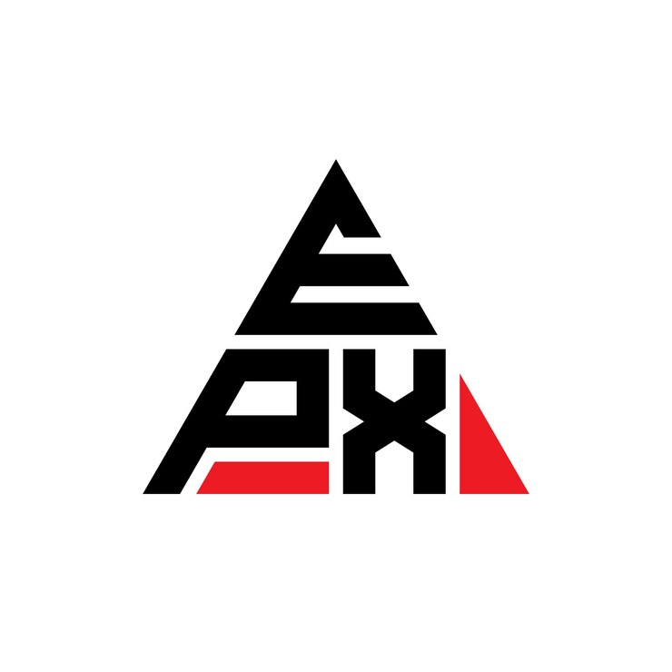 Vector diseño de logotipo de letra triangular epx con forma de triángulo diseño del logotipo triangular monograma epx triángulo vectorial plantilla de logotipo con color rojo logotipo triangulares epx sencillo elegante y lujoso