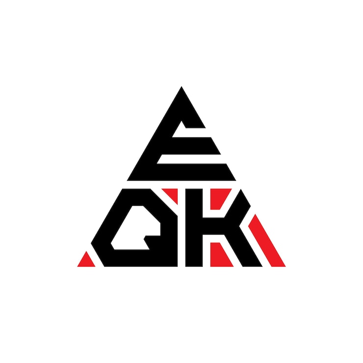 Vector diseño de logotipo de letra triangular eqk con forma de triángulo eqk diseño de logotipo triangular monograma eqk modelo de logotipo vectorial triangular con color rojo eqk logotipo triangle sencillo elegante y lujoso