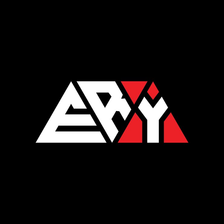 Vector diseño del logotipo de la letra triangular ery con forma de triángulo diseño del logotipo del triángulo monograma ery triángulo vectorial plantilla del logotipo con color rojo logotipo triangular simple elegante y lujoso logotipo ery