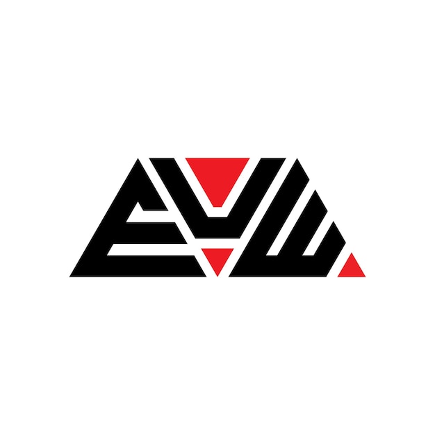 Vector diseño de logotipo de letra triangular euw con forma de triángulo euw diseño de logotipo triangular monograma euw patrón de logotipo vectorial triángulo con color rojo euw logotipo tri angular simple elegante y lujoso logotipo euw