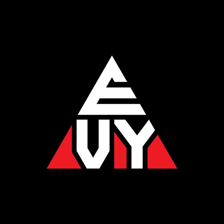 Vector diseño de logotipo de letra triangular evy con forma de triángulo diseño de logotipo triangular monograma logotipo vectorial triángulo evy plantilla de logotipo con color rojo logotipo triangle evy sencillo elegante y lujoso