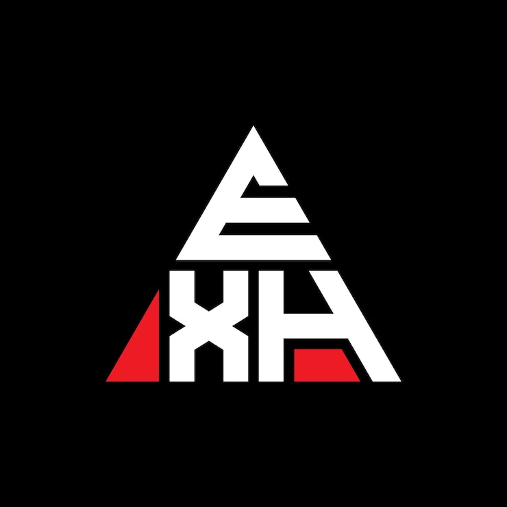 Vector diseño de logotipo de letra triangular exh con forma de triángulo diseño de diseño de logotipo triangular monograma plantilla de logotipo vectorial triangular exh con color rojo logotipo triangulares exh simple elegante y lujoso