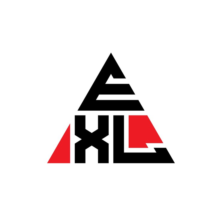 Vector diseño de logotipo de letra triangular exl con forma de triángulo diseño de diseño de logotipo triangular monograma plantilla de logotipo vectorial triangular exl con color rojo logotipo triangulares exl sencillo elegante y lujoso
