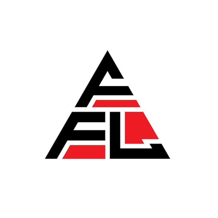 Vector diseño de logotipo de letra triangular ffl con forma de triángulo ffl diseño de logotipo triangular monograma ffl modelo de logotipo vectorial triángulo con color rojo ffl logotipo triangular sencillo elegante y lujoso