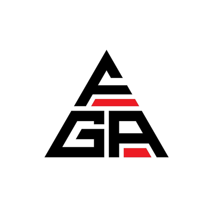 Vector diseño de logotipo de letra triangular fga con forma de triángulo fga diseño de logotipo triangular monograma fga plantilla de logotipo vectorial triángulo con color rojo fga logotipo triangular sencillo elegante y lujoso