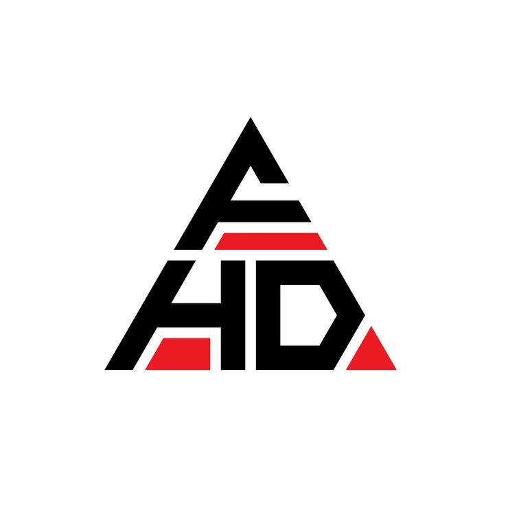 Vector diseño de logotipo de letra triangular fhd con forma de triángulo fhd diseño de logotipo triangular monograma fhd triángulo vectorial plantilla de logotipo con color rojo fhd logotipo triangular sencillo elegante y lujoso logotipo