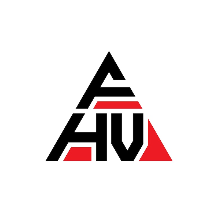 Vector diseño de logotipo de letra triangular fhv con forma de triángulo fhv diseño de logotipo triangular monograma fhv modelo de logotipo vectorial triangular con color rojo fhv logotipo triangular simple logotipo elegante y lujoso