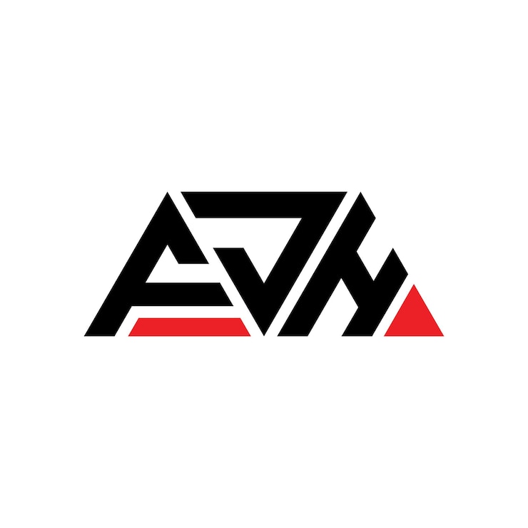 Vector diseño de logotipo de letra triangular fjh con forma de triángulo diseño del logotipo triangular de fjh monograma plantilla de logotipo vectorial triangular fjh con color rojo logotipio triangular simple elegante y lujoso logotipo fjh