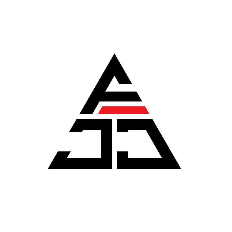Vector diseño de logotipo de letra triangular fjj con forma de triángulo diseño del logotipo triangular fjj con monograma fjj triángulo vectorial plantilla de logotipo con color rojo logotipo triangulares fjj simple elegante y lujoso logotipo