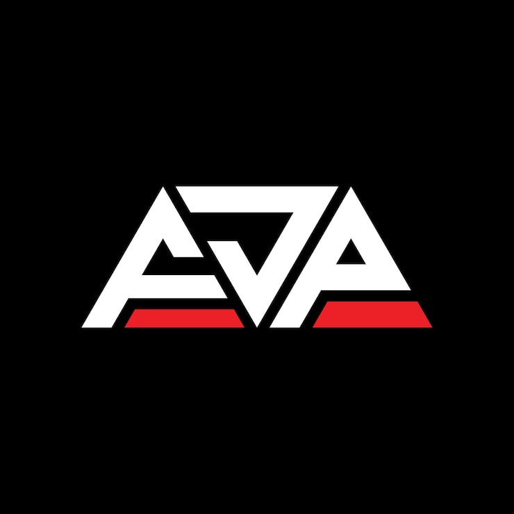 Vector diseño de logotipo de letra triangular de fjp con forma de triángulo fjp diseño de logotipo triangular monograma fjp plantilla de logotipo vectorial triangular con color rojo fjp logotipo triangular simple elegante y lujoso logotipo fjp