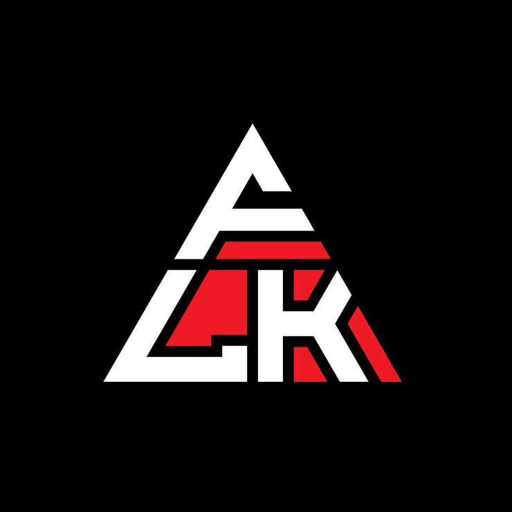 Vector diseño de logotipo de letra triangular flk con forma de triángulo diseño de logotipo triángulo flk monograma plantilla de logotipo vectorial triángulo plk con color rojo logotipo triangular plk sencillo elegante y lujoso