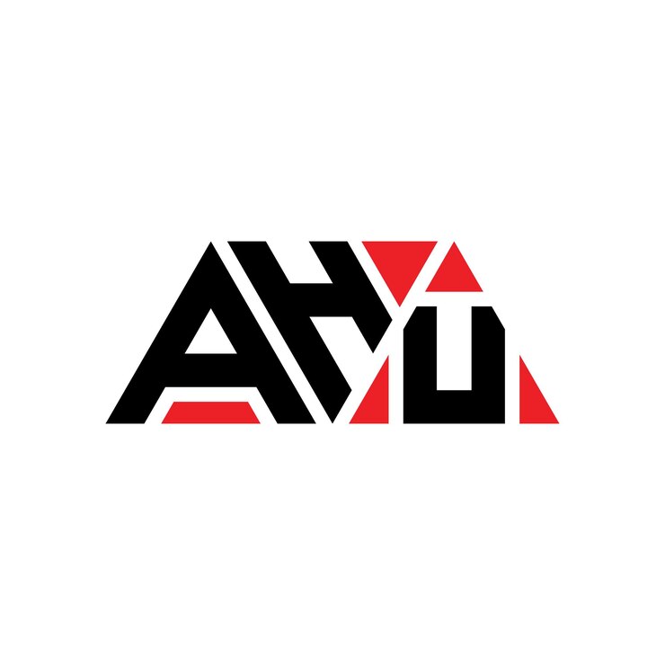 Vector diseño de logotipo de letra triangular con forma de triángulo ahu diseño de logotipo triangular monograma ahu triángulo vectorial plantilla de logotipo con color rojo ahu logo triangular sencillo elegante y lujoso logotipo ahu