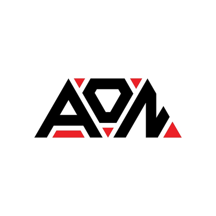 Vector diseño de logotipo de letra triangular con forma de triángulo aon diseño de logotipo triangular monograma aon plantilla de logotipo vectorial de triángulos con color rojo aon logotipo triangular simple elegante y lujoso logotipo aon