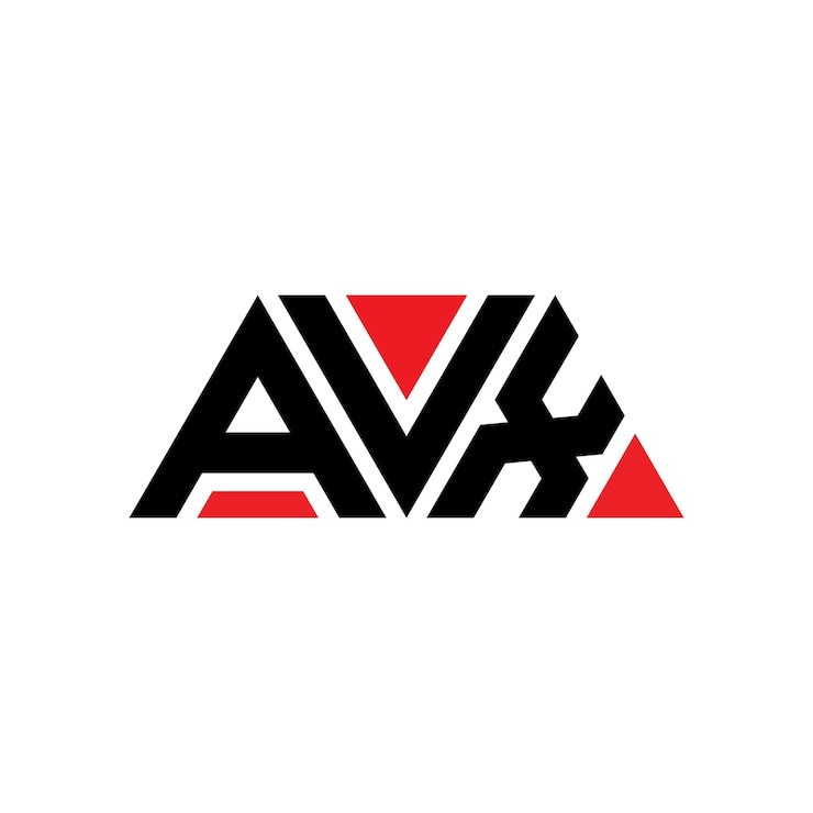 Vector diseño de logotipo de letra triangular con forma de triángulo avx diseño de logotipo triangular monograma avx triángulo vectorial plantilla de logotipo con color rojo avx logo triangular sencillo elegante y lujoso logotipo avx