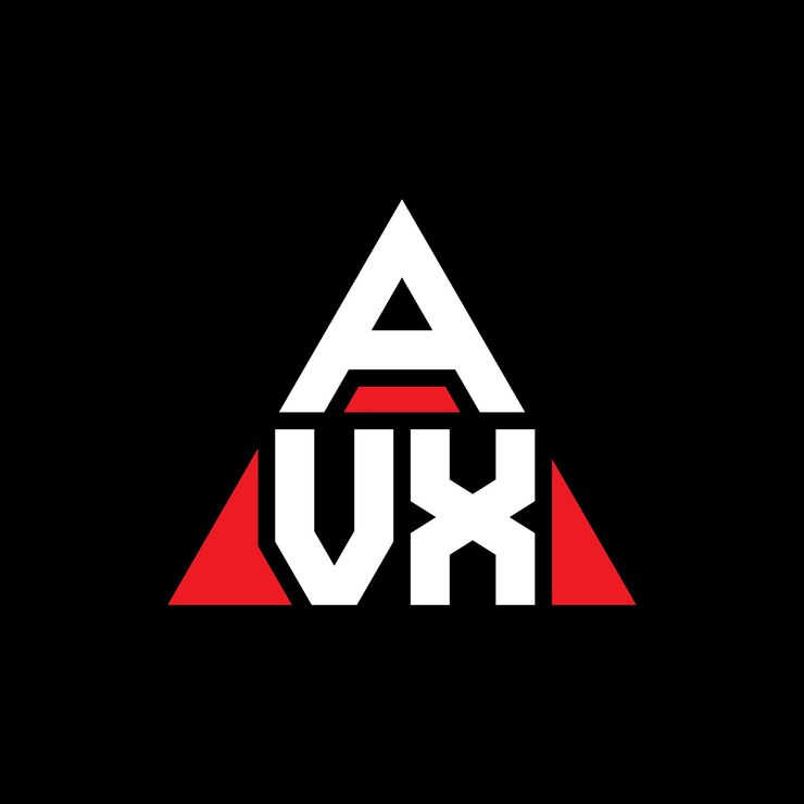 Vector diseño de logotipo de letra triangular con forma de triángulo avx diseño de logotipo triangular monograma avx triángulo vectorial plantilla de logotipo con color rojo avx logo triangular sencillo elegante y lujoso logotipo