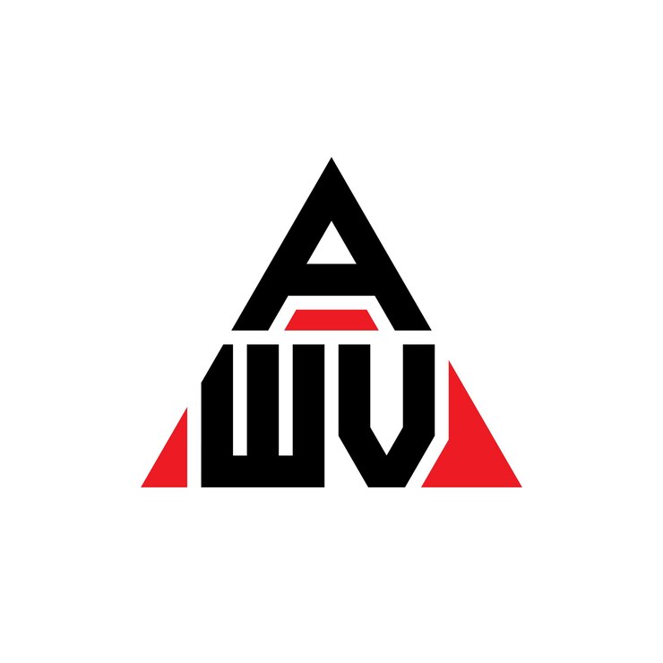 Vector diseño de logotipo de letra triangular con forma de triángulo awv diseño de logotipo triangular monograma awv triángulo vectorial plantilla de logotipo con color rojo awv logo triangular sencillo elegante y lujoso logotipo