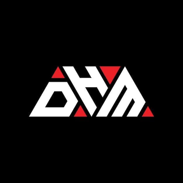 Diseño de logotipo de letra triangular con forma de triángulo DHM diseño de logotipo triangular monograma DHM triángulo vector logotipo plantilla con color rojo DHM logo triangular sencillo elegante y lujoso Logotipo DHM