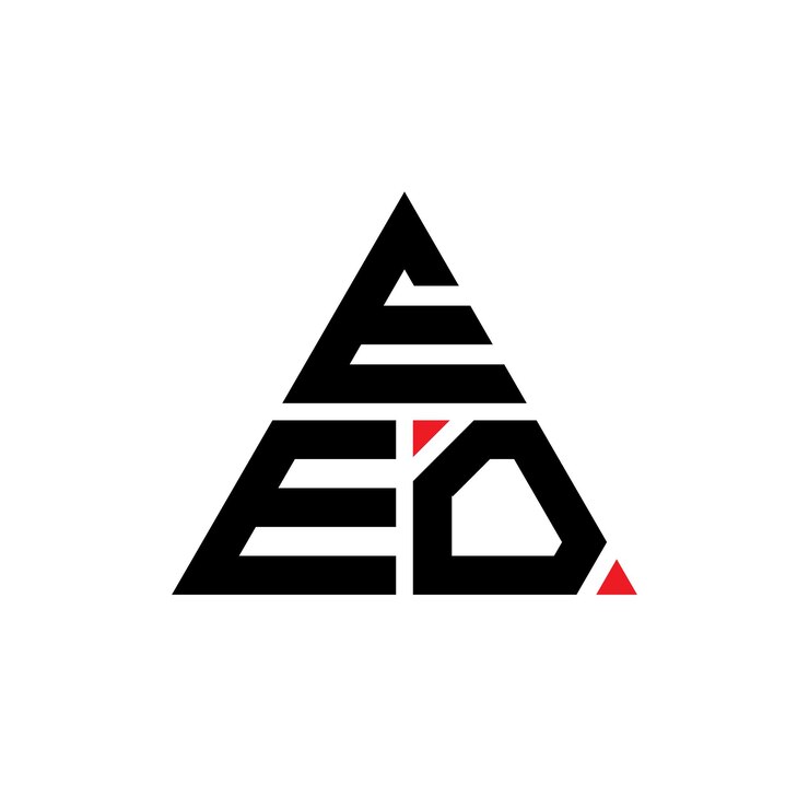 Vector diseño de logotipo de letra triangular con forma de triángulo diseño de diseño de logotipo triangular eeo monograma eeo triángulo vectorial plantilla de logotipo con color rojo logotipo triangulares eeo simple elegante y lujoso logotipo