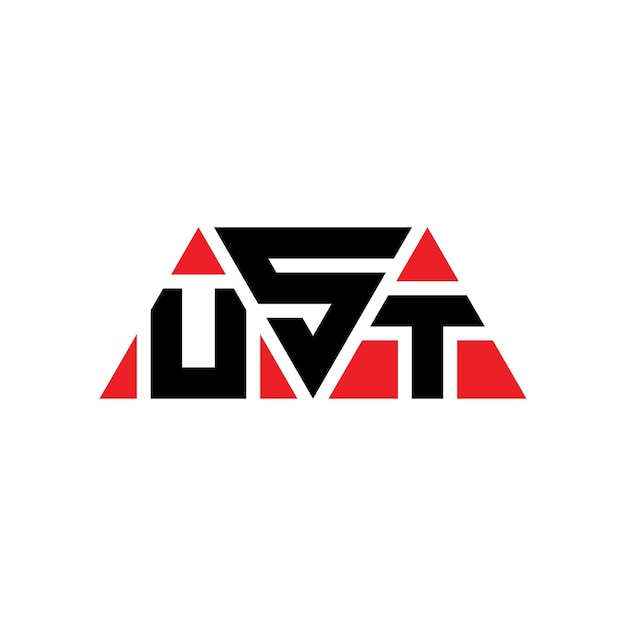 Diseño de logotipo de letra triangular con forma de triángulo Diseño de diseño de logotipo triangular monograma Estampa de logotipo vectorial triangular de UST con color rojo Logo triangular UST Simple Elegante y lujoso Logotipo UST