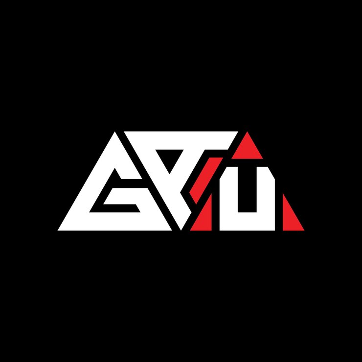 Vector diseño de logotipo de letra triangular con forma de triángulo diseño de diseño de logotipo triangular monograma gau triángulo vectorial plantilla de logotipo con color rojo logo triangular sencillo elegante y lujoso logo gau