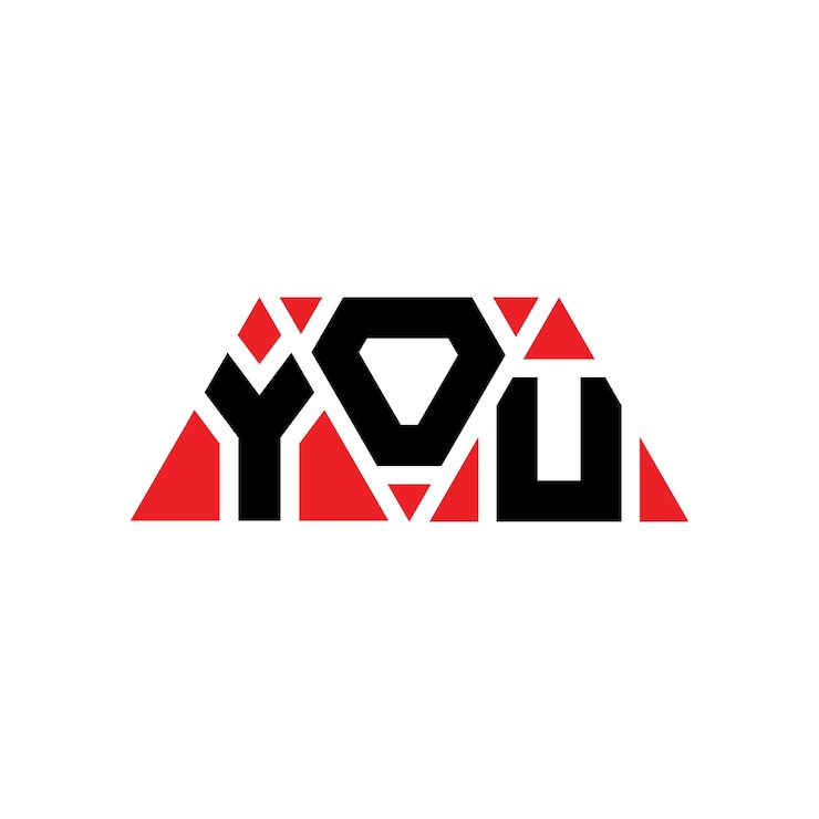 Vector diseño de logotipo de letra triangular con forma de triángulo diseño de logoteo triangular monograma modelo de logotipo vectorial triangular you con color rojo logotipo triangular sencillo elegante y lujoso logotipo you