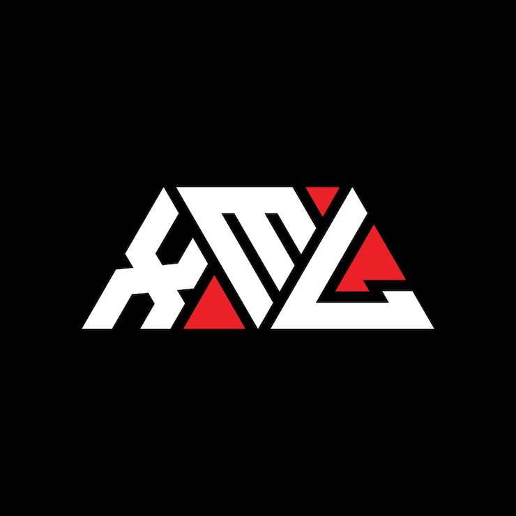 Vector diseño de logotipo de letra triangular con forma de triángulo diseño de logótipo de triangle xml monograma estampa de logotipo vectorial de triángulos xml con color rojo logotipo triangular xml simple elegante y lujoso logotipo xml