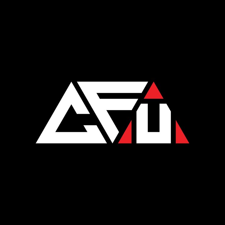 Vector diseño de logotipo de letra triangular con forma de triángulo diseño del logotipo triangular de cfu monograma cfu triángulo vectorial plantilla de logotipo con color rojo cfu logotipo triangular simple elegante y lujoso logotipo cfu