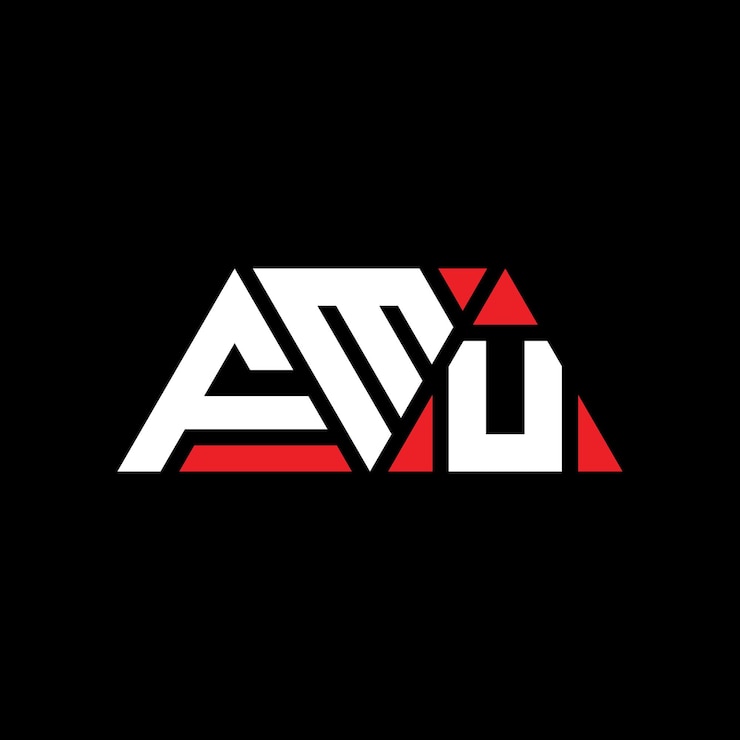 Vector diseño de logotipo de letra triangular con forma de triángulo diseño de monograma de logotipo triangular de fmu modelo de logotipo vectorial de triángulos de fmu con color rojo logotipo de fmu triangular simple elegante y lujoso logotipo fmu