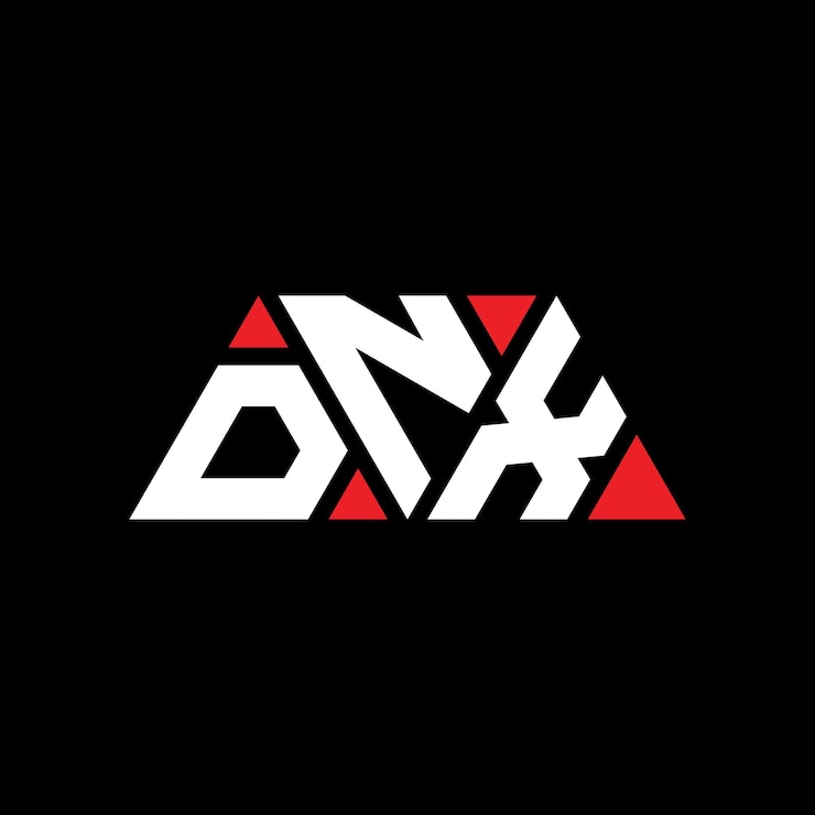 Vector diseño de logotipo de letra triangular con forma de triángulo dnx diseño de logotipo triangular monograma dnx triángulo vectorial plantilla de logotipo con color rojo dnx logo triangular sencillo elegante y lujoso logotipo dnx