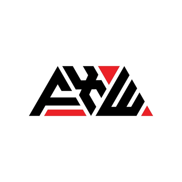 Vector diseño de logotipo de letra triangular con forma de triángulo fxw diseño de logotipo triangular monograma fxw triángulo vectorial plantilla de logotipo con color rojo fxw logotipo triangle sencillo elegante y lujoso fxw