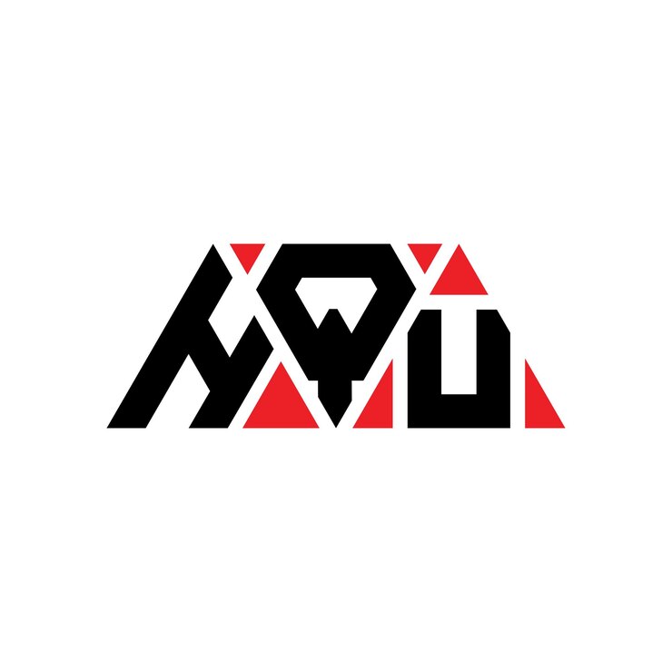 Vector diseño de logotipo de letra triangular con forma de triángulo hqu diseño de logotipo triangular monograma hqu triángulo vectorial plantilla de logotipo con color rojo hqu logo triangular sencillo elegante y lujoso logotipo hqu