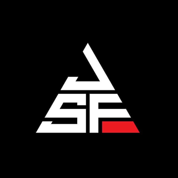 Vector diseño de logotipo de letra triangular con forma de triángulo jsf diseño de logotipo triangular monograma jsf plantilla de logotipo vectorial triangular jsf con color rojo logotipo triangular simple elegante y lujoso