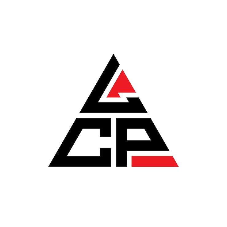 Vector diseño de logotipo de letra triangular con forma de triángulo lcp diseño de logotipo triangular monograma lcp triángulo vectorial plantilla de logotipo con color rojo lcp logo triangular sencillo elegante y lujoso