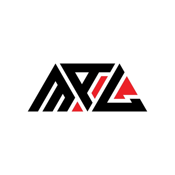 Vector diseño de logotipo de letra triangular con forma de triángulo mal diseño de logotipo triangular monograma mal triángulo vectorial plantilla de logotipo con color rojo mal logo triangular simple elegante y lujoso logotipo mal