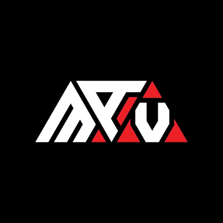 Vector diseño de logotipo de letra triangular con forma de triángulo mav diseño de logotipo triangular monograma mav triángulo vectorial plantilla de logotipo con color rojo mav logo triangular simple elegante y lujoso logotipo mav