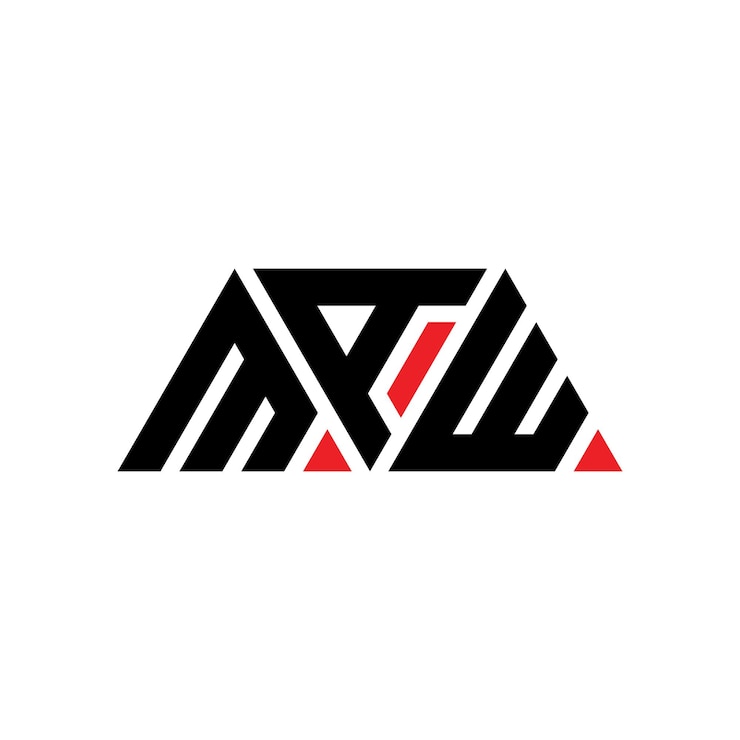 Vector diseño de logotipo de letra triangular con forma de triángulo maw diseño de logotipo triangular monograma maw triángulo vectorial plantilla de logotipo con color rojo maw logo triangular sencillo elegante y lujoso logotipo maw