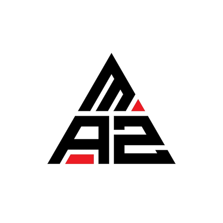Vector diseño de logotipo de letra triangular con forma de triángulo maz diseño de logotipo triangular monograma maz triángulo vectorial plantilla de logotipo con color rojo maz logo triangular sencillo elegante y lujoso