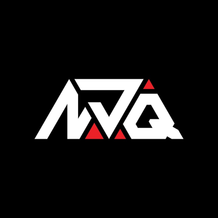 Vector diseño de logotipo de letra triangular con forma de triángulo njq diseño de logotipo triangular monograma njq triángulo vectorial plantilla de logotipo con color rojo njq logo triangular sencillo elegante y lujoso njq