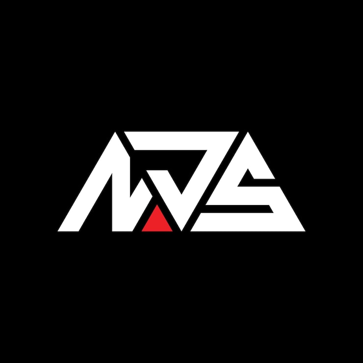 Vector diseño de logotipo de letra triangular con forma de triángulo njs diseño de logotipo triangular monograma njs modelo de logotipo vectorial de triángulos con color rojo njs logotipo triangular simple elegante y lujoso njs
