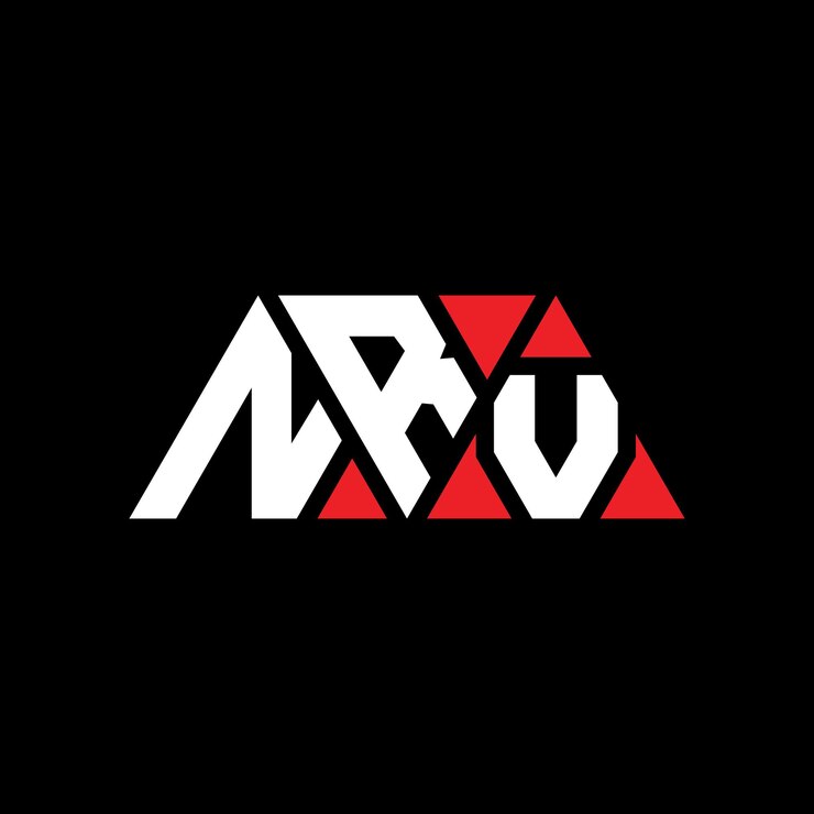 Vector diseño de logotipo de letra triangular con forma de triángulo nrv diseño de logotipo triangular monograma nrv triángulo vectorial plantilla de logotipo con color rojo nrv logo triangular sencillo elegante y lujoso nrv
