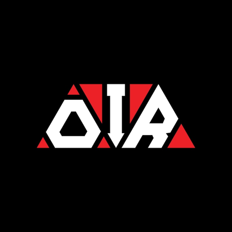 Vector diseño de logotipo de letra triangular con forma de triángulo oir diseño de logotipo triangular oir monograma oir triángulo vectorial plantilla de logotipo con color rojo oir logo triangular simple elegante y lujoso logotipo oir