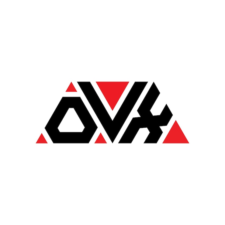 Vector diseño de logotipo de letra triangular con forma de triángulo ovx diseño de logotipo triangular monograma ovx triángulo vectorial plantilla de logotipo con color rojo ovx logo triangular sencillo elegante y lujoso logo ovx