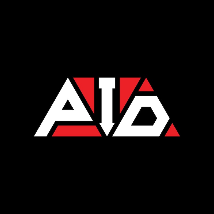 Vector diseño de logotipo de letra triangular con forma de triángulo pid diseño de logotipo triangular monograma pid triángulo vectorial plantilla de logotipo con color rojo pid logo triangular simple elegante y lujoso logotipo pid